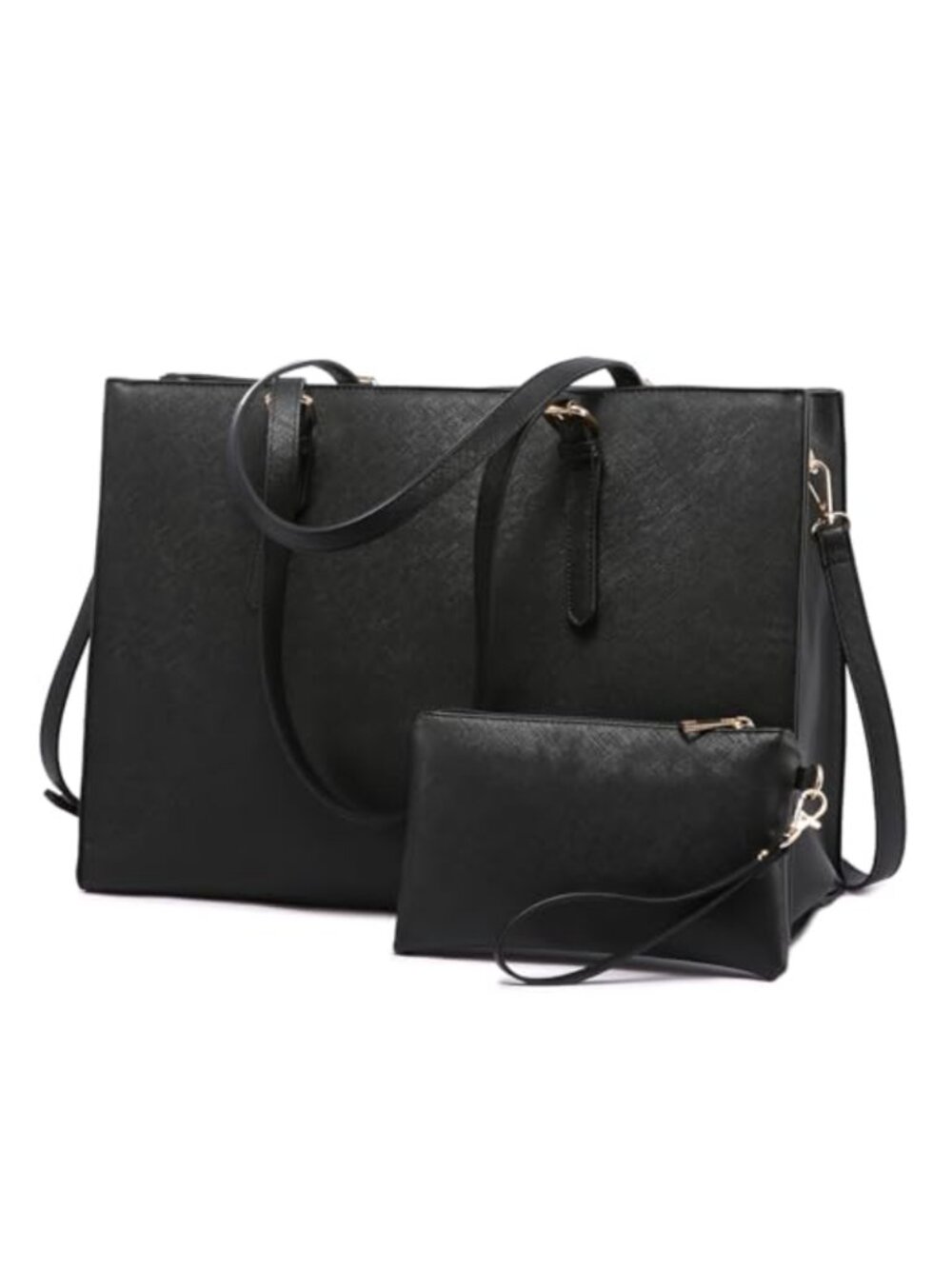 PU Leather Laptop Tote Bag with USB Charging Port, Work Travel